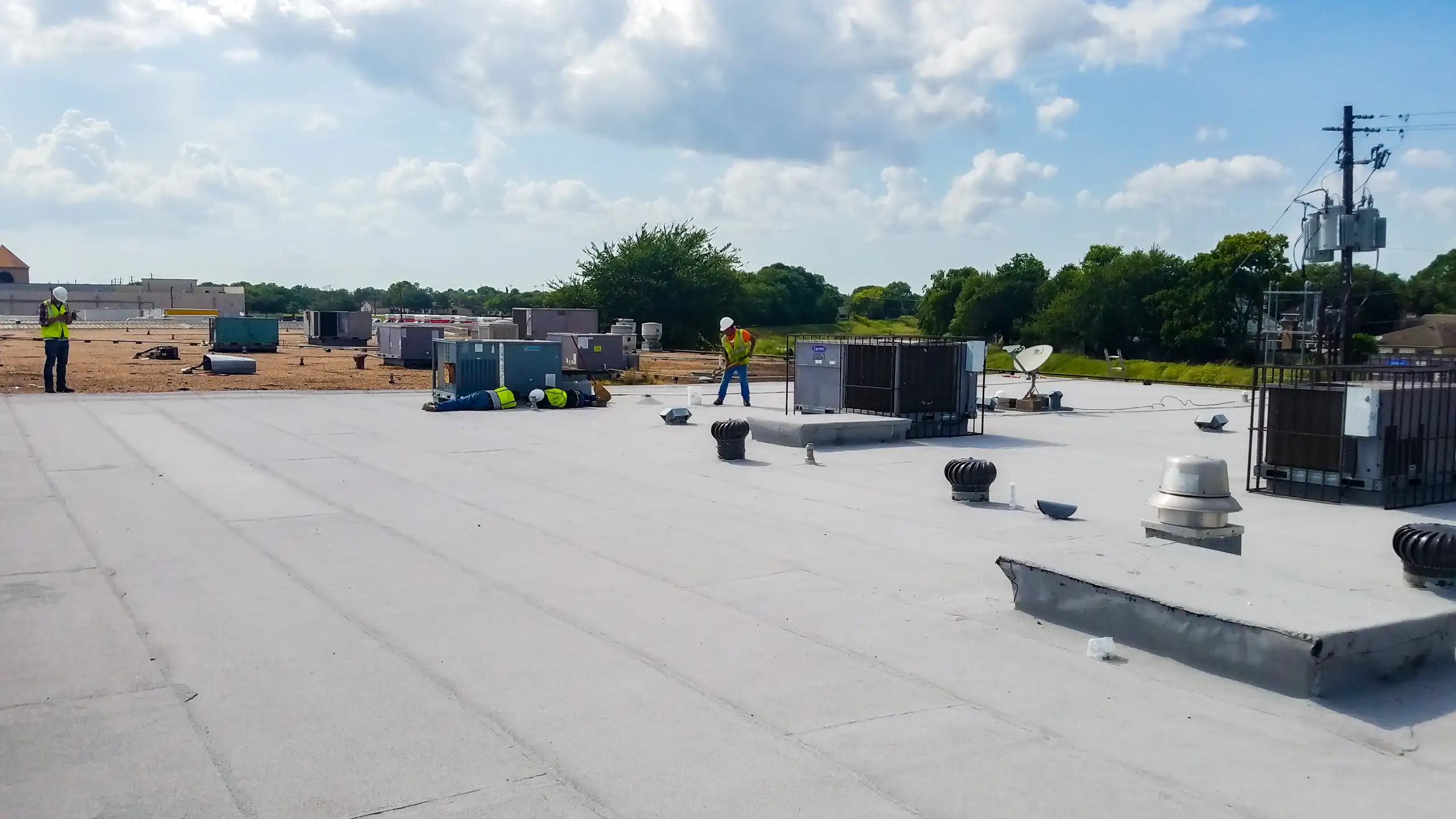 Low slope commercial roof on an industrial building