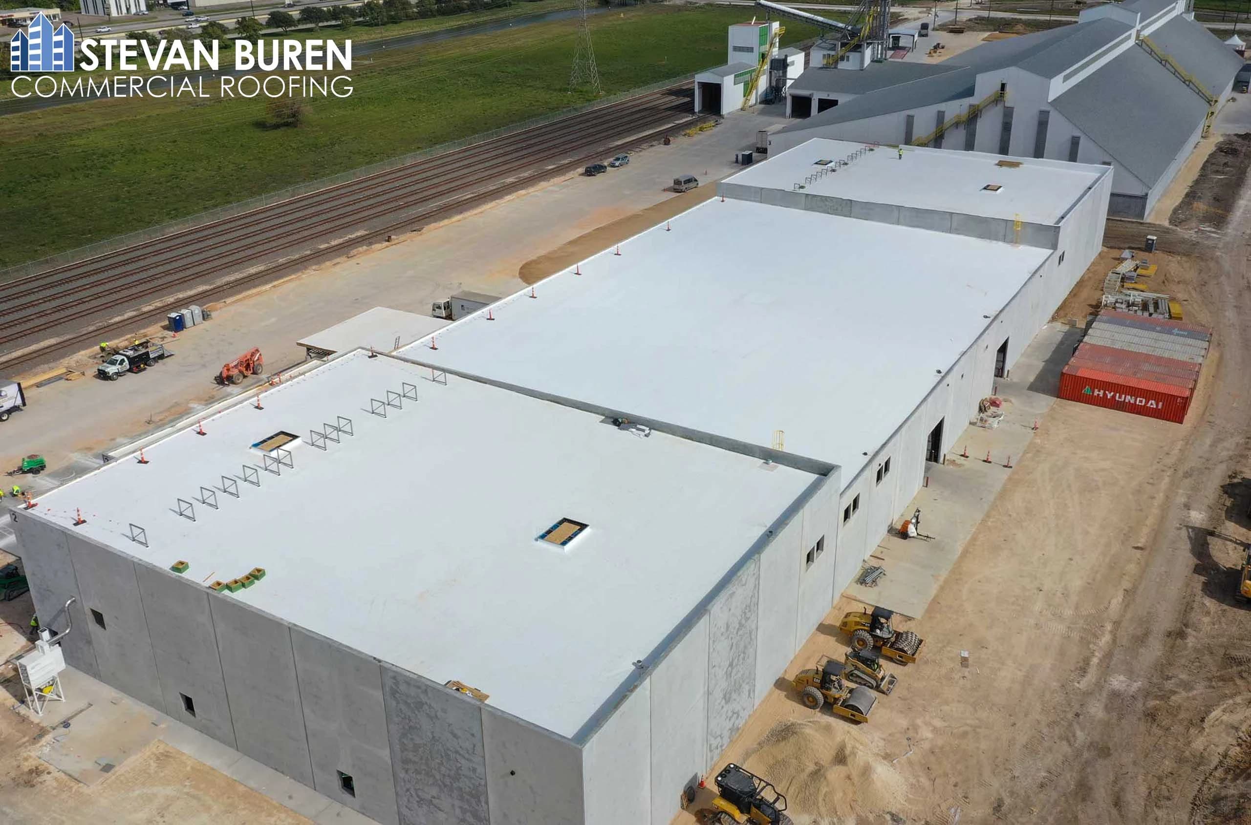 Large commercial flat roof on a warehouse-style building